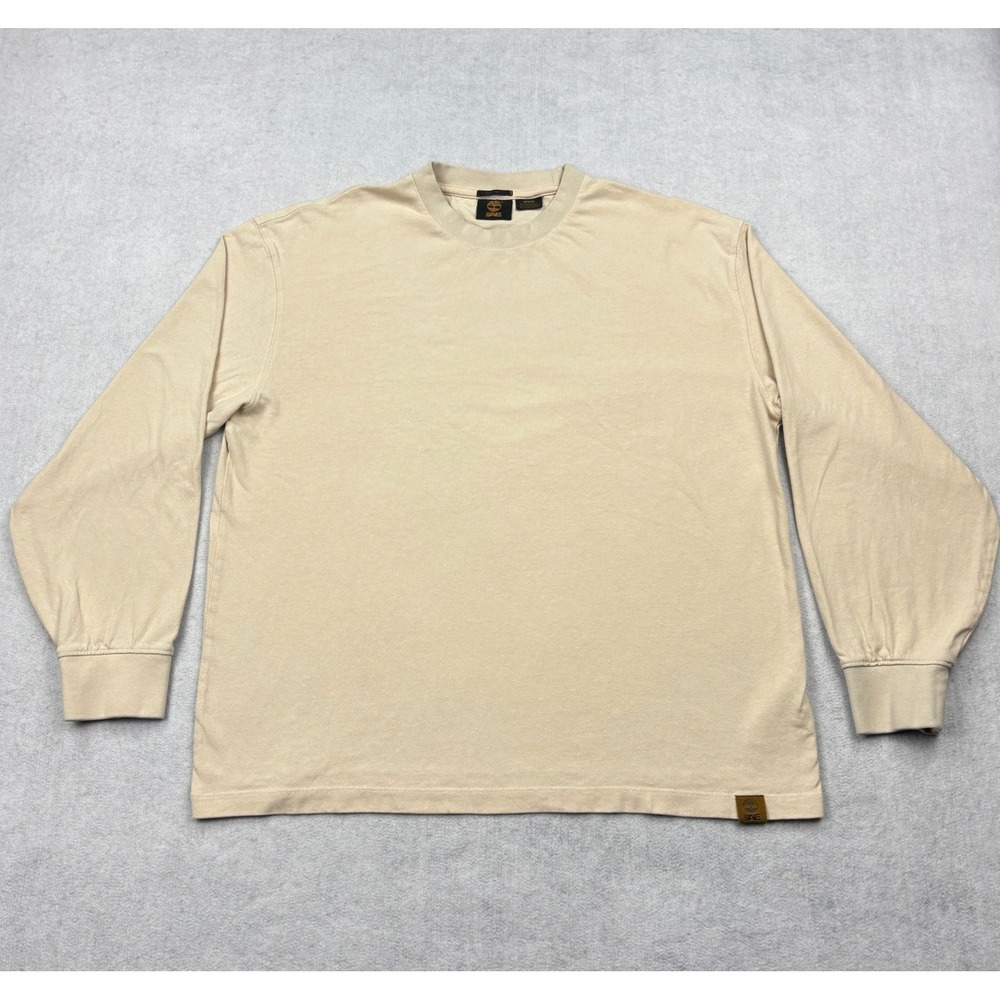 American Eagle Timberland Mens Medium Tan Graphic Box Fit Long Sleeve T Shirt M